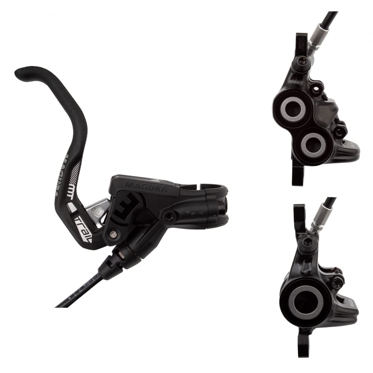 Photo 1 of Magura MT Trail Sport 2701389 Bicycle Brake 1-Finger HC Lever Left/Right Suitable Set Consisting of Two Brakes for Front Wheel 4 and Rear Wheel 2 Pistons, Black, One Size