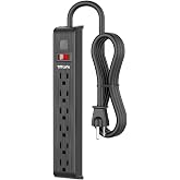 Power Strip Surge Protector, 6 Feet Extension Cord, 600 Joules Surge Protection, Multiple Protection 6 Outlet Strip, ETL Listed 1 Pack