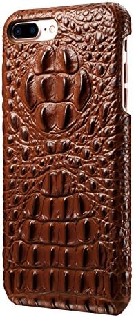 Ying ze IPhone 7 Case Genuine Leather 3D Crocodile Back Protection For Apple iPhone 7 4.7 inch (Brown)