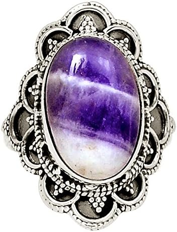 Xtremegems Chevron Amethyst 925 Sterling Silver Ring Jewelry Size 9 18370R