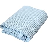 Soft & Cozy Baby Waffle Blanket 43x40in Nursery Blankets for Boys Girls Swaddle Neutral Lightweight Baby and Toddler Throw Blanket Receiving Blanket(Blue)