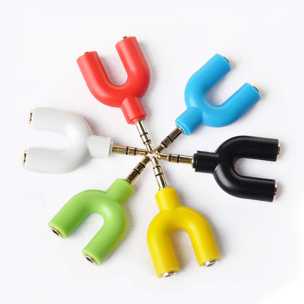 Hemobllo Adattatore per connettore audio stereo per cuffie audio stereo a  forma di u a doppia cuffia jack a 2 vie per cuffie colore casuale Morsetti  attuatore Commercio, Industria e Scienza berjaya.edu.my