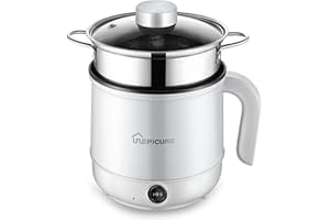 Hot Pot Electric with Steamer/1.7L Ramen Cooker/Electric Pot for Pasta/Shabu-Shabu/Oatmeal/Soup and Egg/Electric Cooker -|