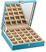Glenor Co Earring Organizer, Classic 25 Section Jewelry Box/Case/Holder for Earrings, Rings, Necklaces, Jewelry, Cufflinks or Collections. 25 Small Compartments with Elegant Large Mirror, Blue