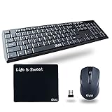 Wireless Keyboard and Mouse, UHURU 2.4GHz Keyboard Mouse Combo and Mouse Pad with Whisper-quiet Full-size Keyboard Design for Windows, Notebook, PC, Smart TV