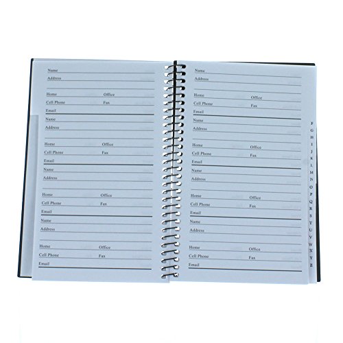 Black Telephone Address Book Spiral Bound Vinyl Cover Large Print GIFT