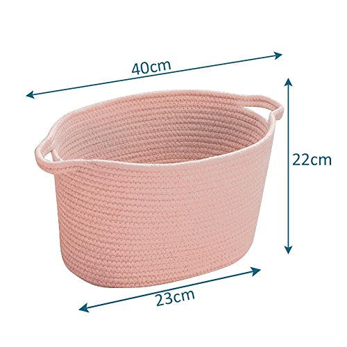 Foerteng Cotton Rope Woven Basket Laundry Basket Toy Clothes Sundries Storage Basket