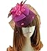 Women's Fascinator Clip Veil Cocktail Tea Party Church Hat Bridal Headpiece Rose Red