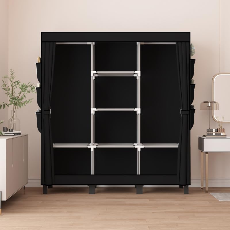 lishbie Portable Wardrobe, Bedroom Wardrobe, Clothes Storage Box, Hanging, Suitable for Bedrooms, Dorms and Rental Homes