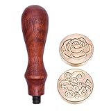 Shappy 2 Pieces Sealing Stamps Vintage Removable Wax Seal Stamp Set Love and Rose Pattern with 1 Piece Wooden Handle