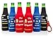 Beer Bottle sleeves- Set of 6 Multi Color Zipper Coolies with Funny Quotes - Thick Neoprene - Fully stitched, Non-Glued Base - Thermosuit Cooler + Bottle Opener - Trendy & Awesome any occas. Gift #3FQ