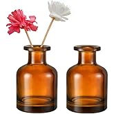 2 Pcs 50ml 1.7oz Glass Aromatherapy Diffuser Bottles Diffuser Jars Essential Oils Jar Containers Flower Bud Vases DIY Replacement Aromatherapy Diffuser Crafts Fragrance Accessories(Amber)