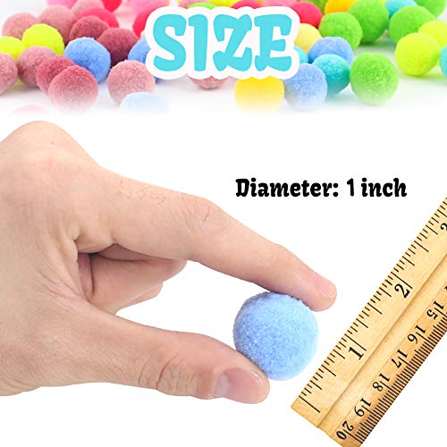 DomeStar Pom Poms, 300 PCS 1 Inch Pompom Balls Colorful Pom Pom Balls Puff Balls Craft Pompoms for DIY Creative Crafts Decorations