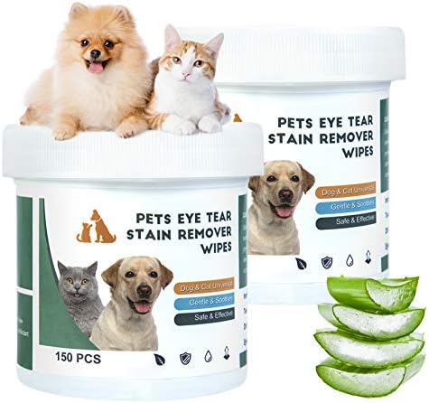 QUTOP 2 Pack Dog Eye Wipes, Pet Eye Tear Stain Remover Wipes for Dogs, Soft Eye Wipes for Dogs, Natural Friendly Crust Treatment Dog Eye Wipes Tear Stain