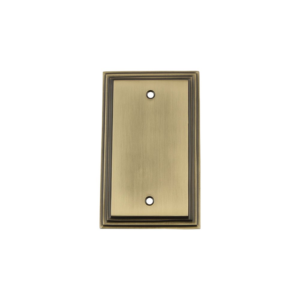 Nostalgic Warehouse 719745 Deco Switch Plate with Blank Cover, Antique Brass