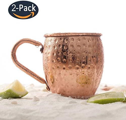 Magisor Moscow Mule Copper Mugs 100% Handcraft Pure Solid Copper Mug with Brass Handle 18.5 oz 2 Set