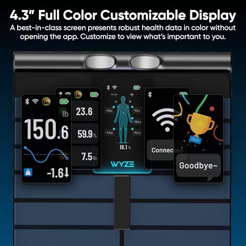 Wyze Smart Scale Ultra BodyScan with Handle – Wi-Fi & Bluetooth Body Composition Scale for Weight, BMI, Body Fat, Muscle Mass, and Segmental Measurement, 400 lbs, Black