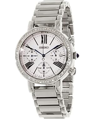 Seiko Chronograph White Dial Stainless Steel Ladies Watch SRW013
