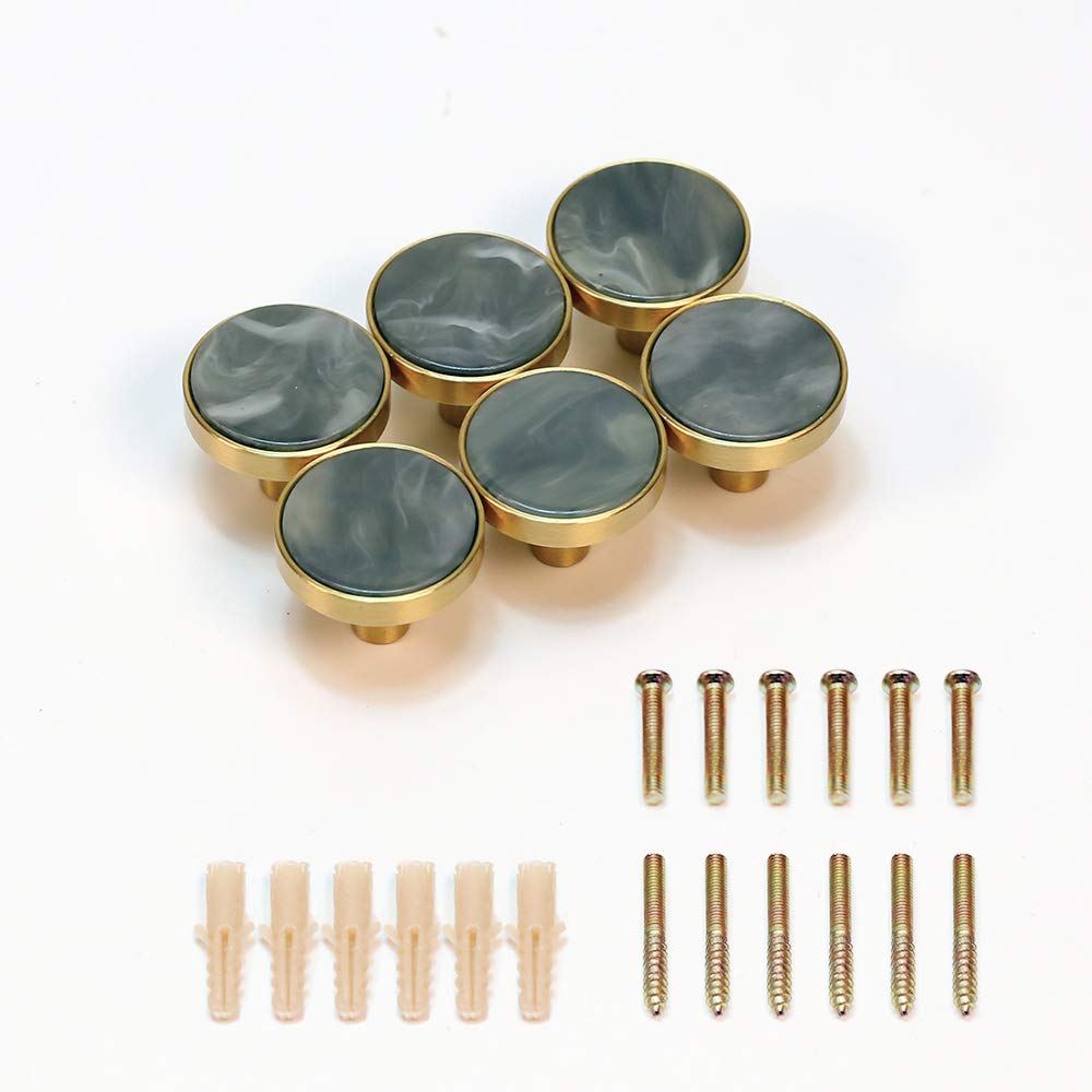 EVERGD 27mm Pure Copper Handle Shell Brass Gold Wardrobe Kitchen Cabinet Door Knobs Drawer Cupboard Hardware Pull Handle Clothes Coat Hook Modern Simple (6, Ink Green)