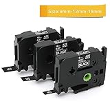 MarkDomain 3 Pcak White on Black TZ TZe 325 335 345 Compatible with Brother P-Touch Label Maker, Laminated 0.35