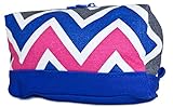 Ever Moda Royal Blue Multicolor Chevron Cosmetic Makeup Bag