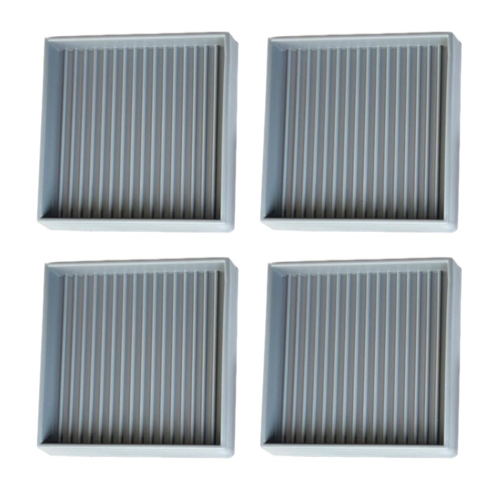 4Pcs Furniture Caster Cups, 2.5inch/6.4cm Square Rubber Non Slip Floor Protector Pads for Carpet Wood Floor Sofa Table - Grey
