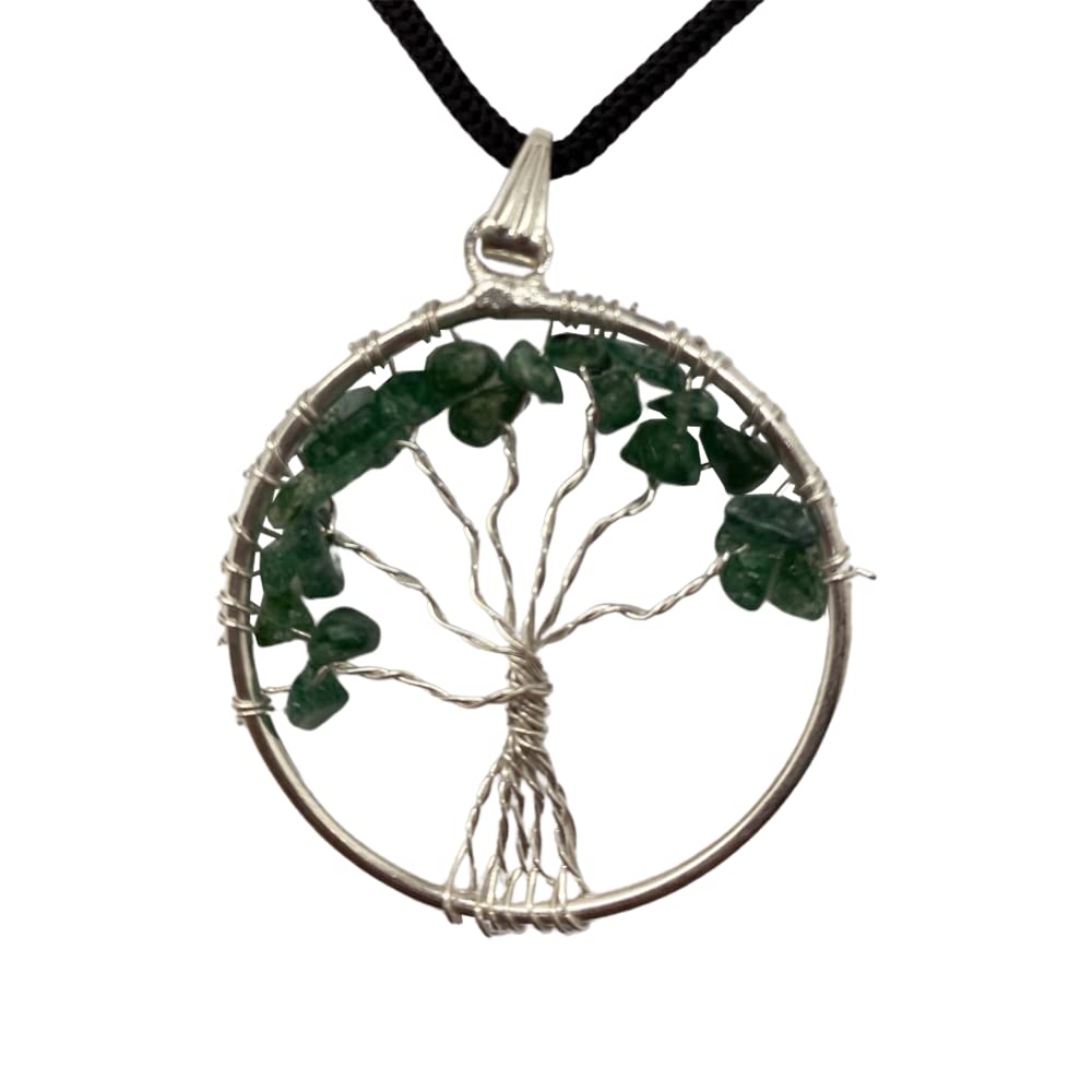 VIE Naturals Tree of Life Pendant, Green Aventurine, 30mm