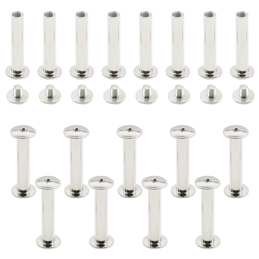 Ruidee 100Pcs/50Set Chicago Screws M5x25mm Book Binding Rivets Screw Posts Round Flat Head Stud Screw for DIY Leather Albums (DZBD/M5x25)