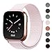 Shangpule Compatible Fitbit Versa Bands, Replacement Woven Nylon Sport Watch Band Bracelet Strap Hook and Loop Fastener Adjustable Wristbands Compatible Fitbit Versa Smart Watch(Pink)