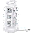 10-Outlet Power Strip Tower | Outlet Expander | Retractable Extension Cord with 4 USB Ports | Multi Plug Surge Protector for Multiple Devices, Cell Phone, Computer Accessories | Office, Desk Organizer