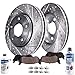 Detroit Axle - Pair (2) Front Drilled and Slotted Disc Brake Rotors w/Ceramic Pad Kit for Infiniti EX35 EX37 G25 G35 G37 M35 M37 M45 M56 Q40 Q70 QX50 QX70 Nissan 370Z