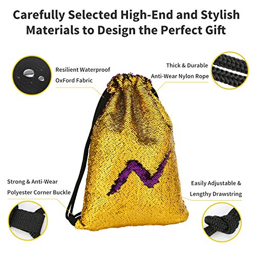 image for YaNovate Sequin Bags Mermaid Sequin Drawstring Bags Reversible Glitter