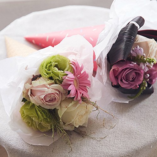 Self-adhesive Flower Packaging Paper Bouquet wrapper Candy Food Paper Cones from Ocharzy (Brown, 20 pcs)