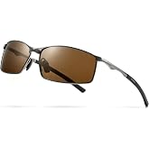 SUNGAIT Ultra-Lightweight Polarized Sunglasses Men for Driving Fishing Golf, Rectangular Metal Frame with Spring Hinge