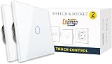 CNBINGO 2-Way Touch Light Switch 1-Gang Glass Panel LED Backlight 240V