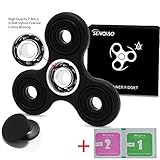 SENQIAO Tri Fidget Hand EDC Finger Spinner Toy Stress Reducer with Premier Ceramic bearing For ADD, ADHD, Anxiety, and Autism Adult Children (Black)