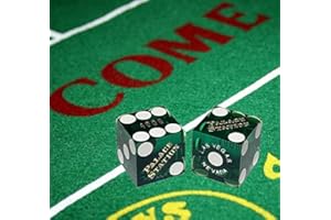 CYBER-DEALS Wide Selection Craps Bundle Set: Las Vegas Style Felt Layout + Pair 19mm Authentic Nevada Casino Table-Played Dice (Palace Station (Green Polished))