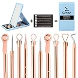 Blackhead Remover Kit, ESARORA 5 Pieces Comedone Pimple Extractor Tool Anti-microbial Double-side Treatment for Blemish Whitehead Popping Zit Removing for Risk Free Nose (A-Golden)