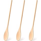 HANSGO 3PCS 12 Inch Long Wooden Spoons, Long Handle Wooden Cooking Mixing Oval Spoons Tasting Spoons Large Cooking Spoons