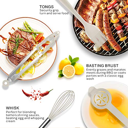 Silicone Cooking Utensils Set - 446°F Heat Resistant Kitchen Utensils,Turner Tongs,Spatula,Spoon,Brush,Whisk.Kitchen… - Image 3