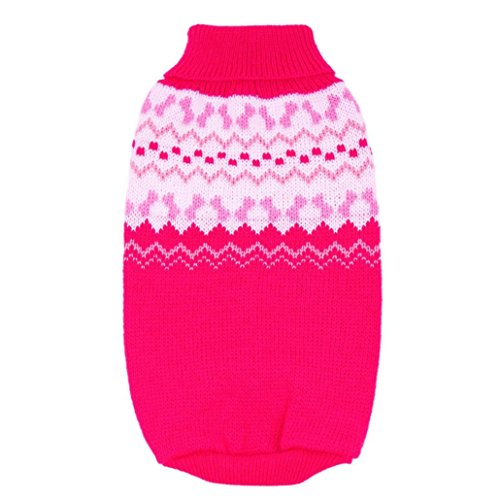 Pet Dog Clothes Winter Puppy Apparel Sweater for Small dog Girl (02# Pink, L)