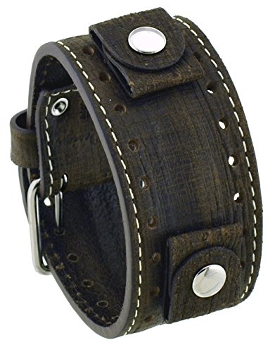 Rev #GS-TM Golden Sahara Groot Pattern Moro Brown Wide Leather Cuff Watch Band