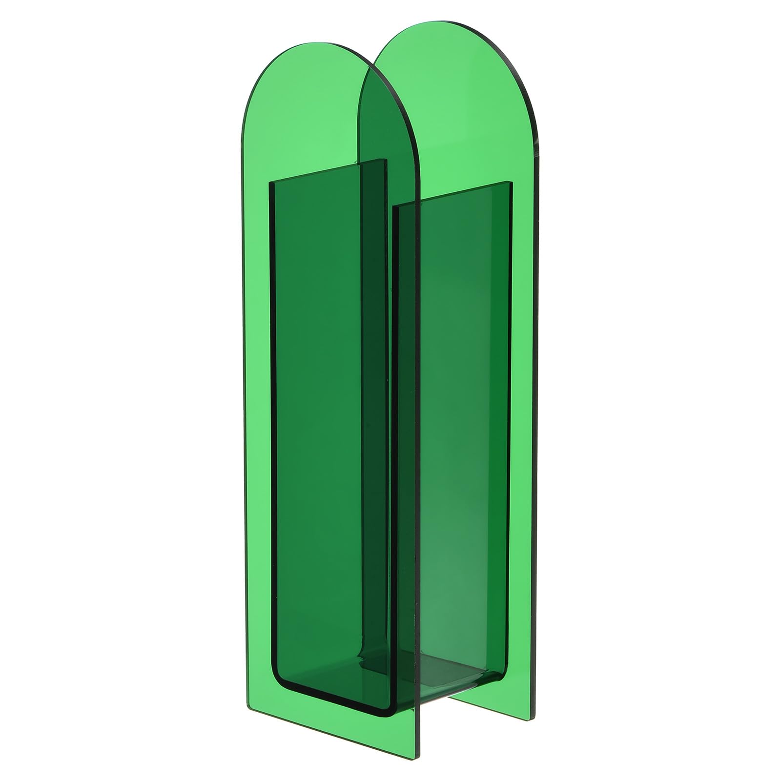 PATIKIL Dark Green Acrylic Geometric Vase, 5 x 5 x 16 cm / 2 x 2 x 6.3 inch, Table Centerpiece Home Decor