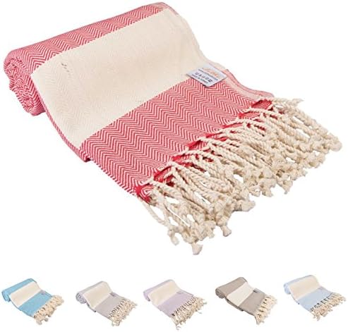 Towel Set 6 Pieces Variety - Zigzag Pattern Turkish Bamboo Peshtemal Towel 37 x 70" Stylish Bath Beach Spa and Fitness Towel
