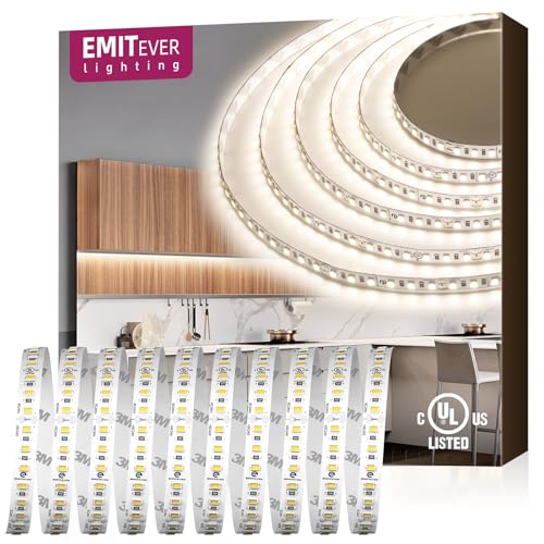 EMITEVER Neutral White LED Strip Lights 4000K,UL 24V Tape 16.4ft 600LEDs at Amazon