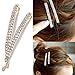 4 Pack Double Row Clear Crystal Rhinestone Hair Barrettes Bobby Pins Clips Fashion Metal Hair Pin Decorations for Lady Women Girls (Rose Gold)