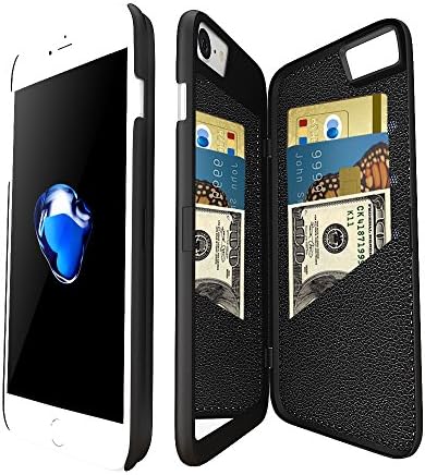 iPhone 7/iPhone 8 Mirror Wallet Case for Women -Bidear (TM) Enclosed Mirror Back Cover with 3 Bank Card Slot Protective Hard Cover Case for Apple iPhone 7/iPhone 8 -4.7 Inch (Black)