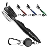 Yoport Golf Club Brush and Club Groove Cleaner 2 Ft Retractable Zip-line Aluminum Carabiner, Lightweight and Stylish, Ergonomic Design, Easily Attaches to Golf Bag