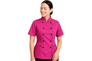UNIFORMATES Short Sleeves Tailored Fit Chef Coat Jacket Uniform for Women for Food Service, Caterers, Bakers and Culinary Professional