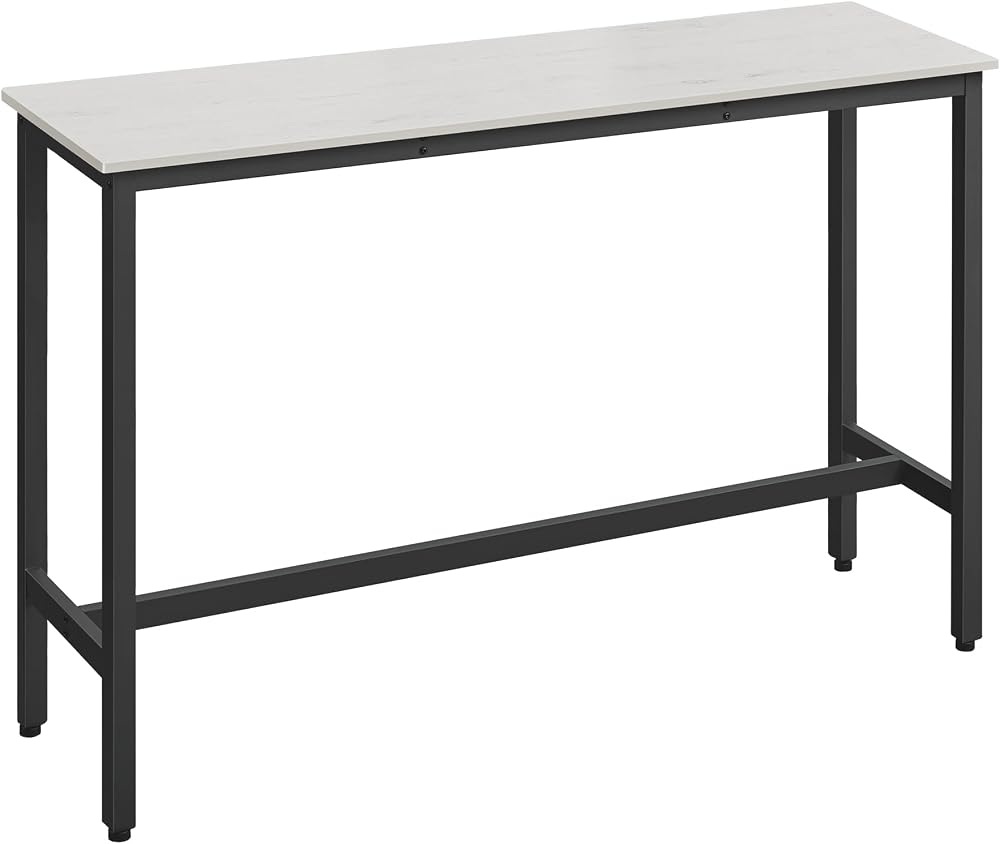 VASAGLE Bar Table 40 x 140 x 90 cm Rustic White Black Industrial Stilts